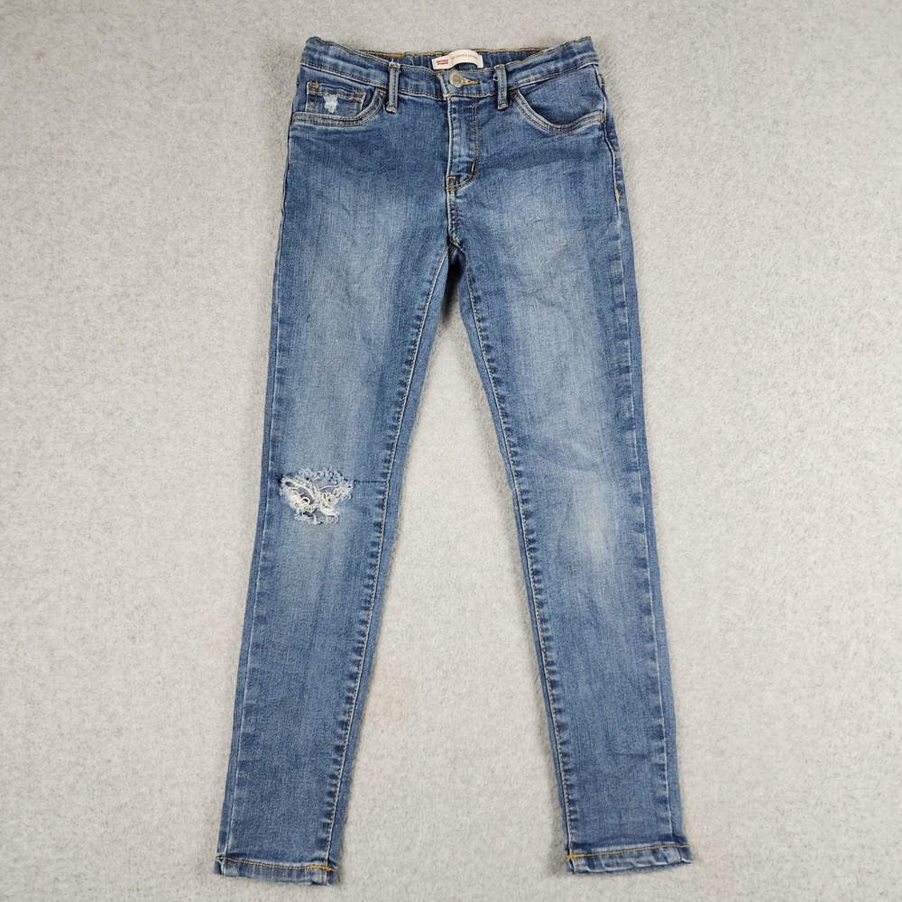 Levi's 710 Super Skinny Jeans Womens Size 10 W22 L24 Blue Medium Wash Distressed